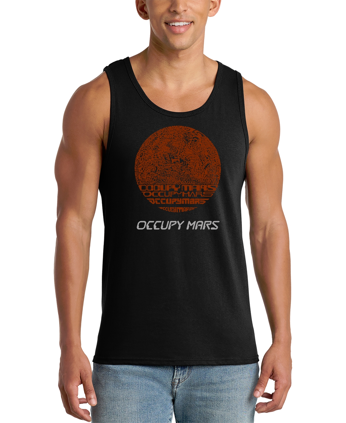La Pop Art Men's Occupying Mars Word Tank Top