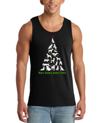 Men's Santa Claus Dog Tree Word Art Graphic Tank Top