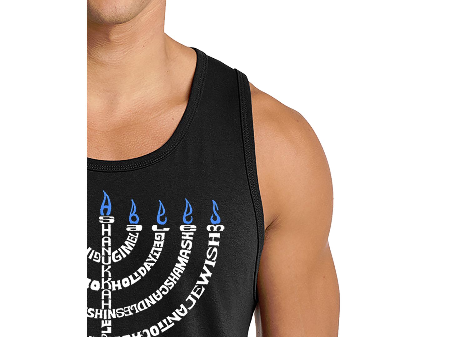Мужской топ LA Pop Art Hanukkah Theme Word Art, цвет: Чёрный — фото 2