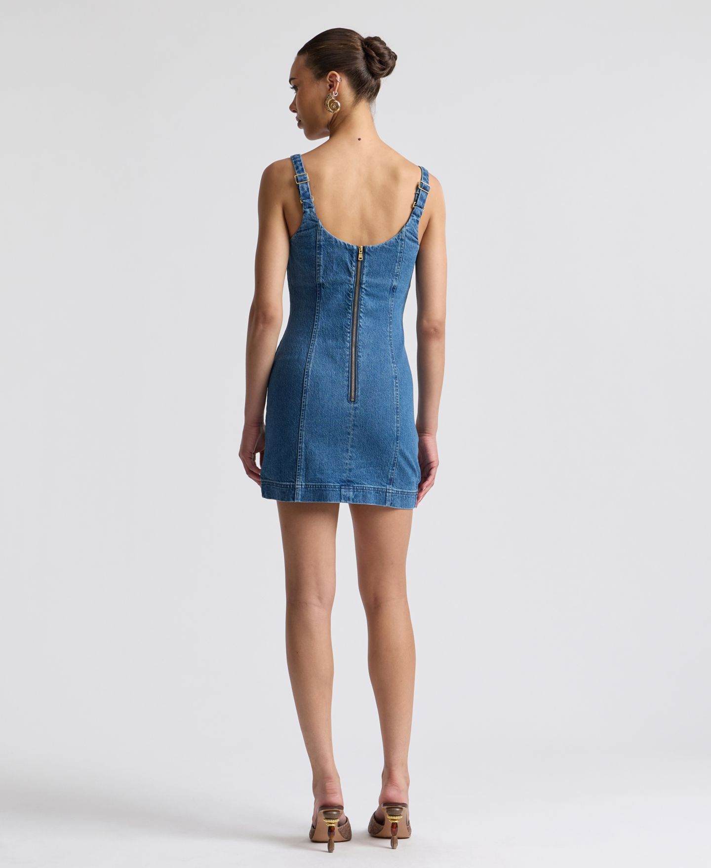Женское платье Avec Les Filles Denim Charm Applique Mini, цвет: Варёный — фото 5