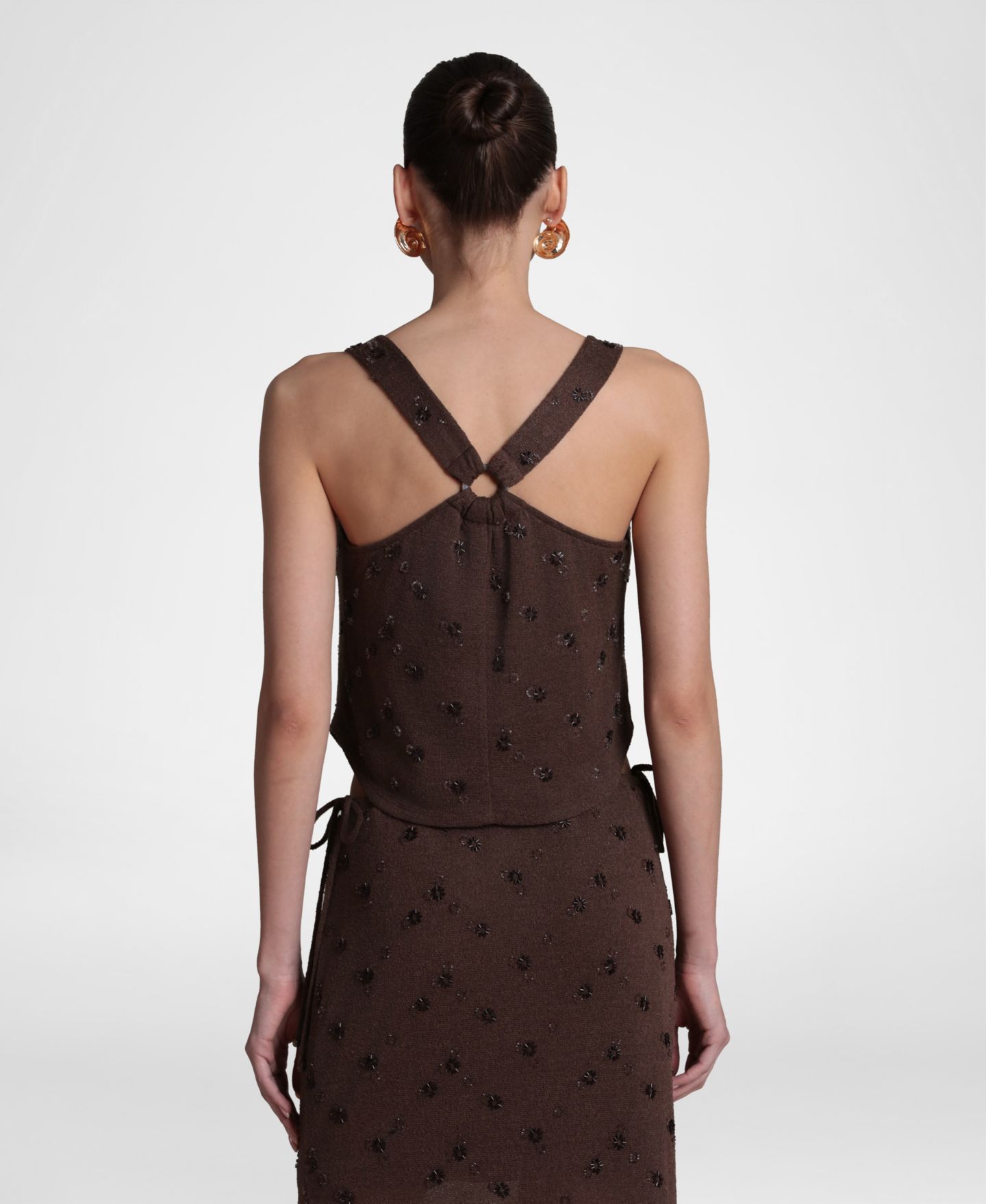 Женский свитер Avec Les Filles Sweater Embellished Tank Top, цвет: Коричневый — фото 6