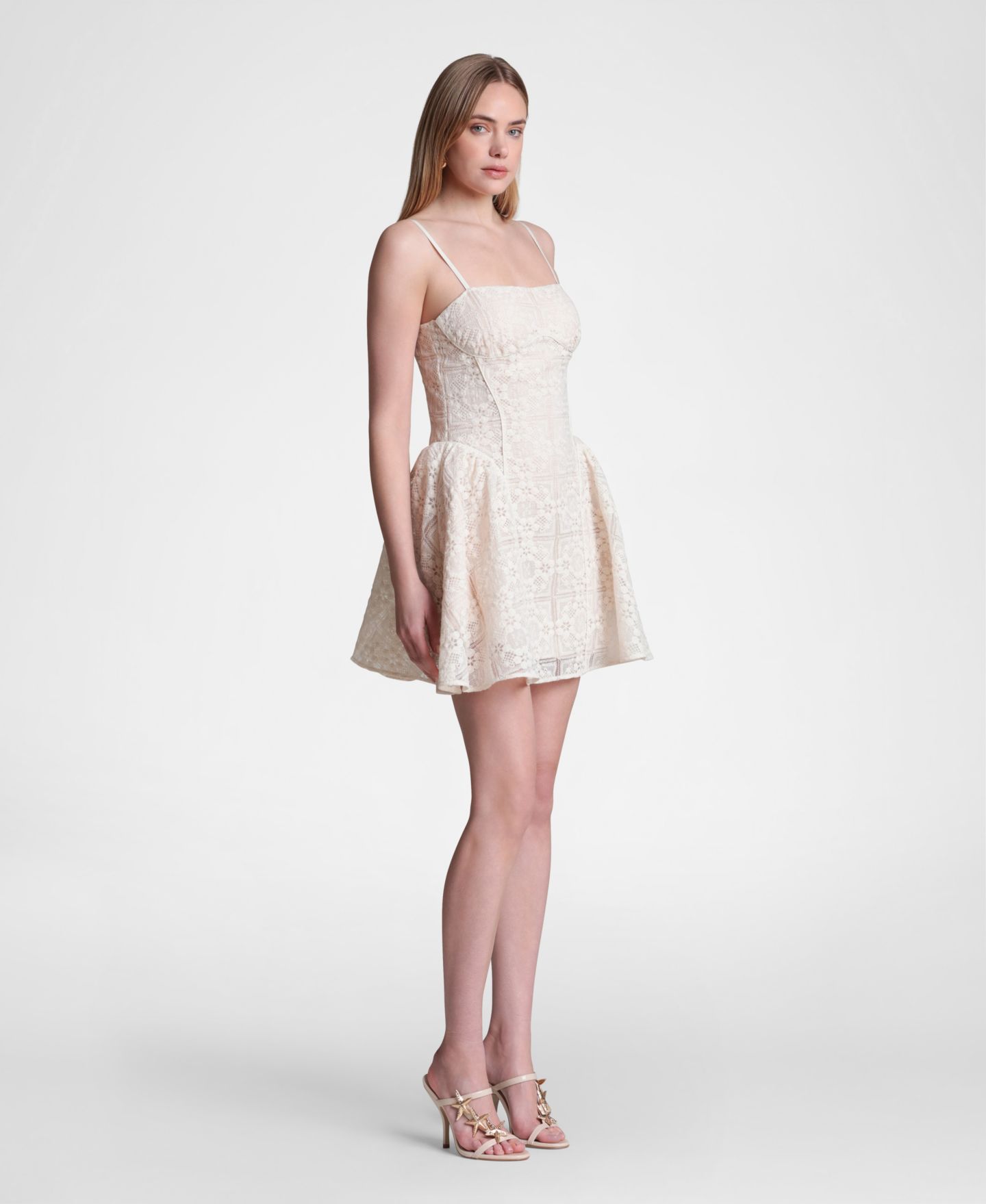 Женское платье Avec Les Filles Cotton Sweetheart Neck Mini, цвет: Нейтральный — фото 4