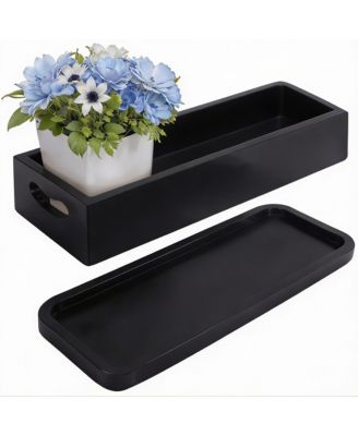 Acacia Wood Bathroom Storage Set Toilet Tank And Vanity Trays