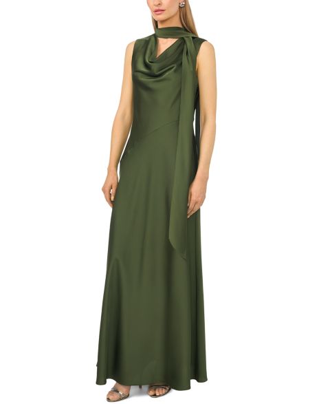 Женское платье Parker Sleeveless Cowl Neck Scarf-Tie Maxi, цвет: Полуночный шалфейный