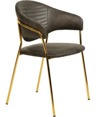Bella Dining Chair With Arms Upholstered Leather/Velvet Accent Ergonomic Durable Stainless Steel Base for Modern Kitchen, Living Room