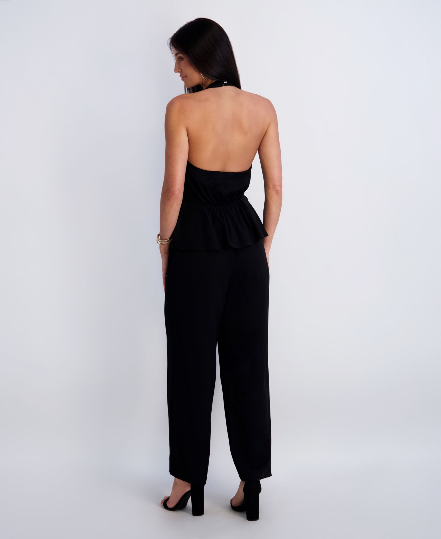 Женский комбинезон Siena Faux Linen Halter Jumpsuit, цвет: Чёрный — фото 5
