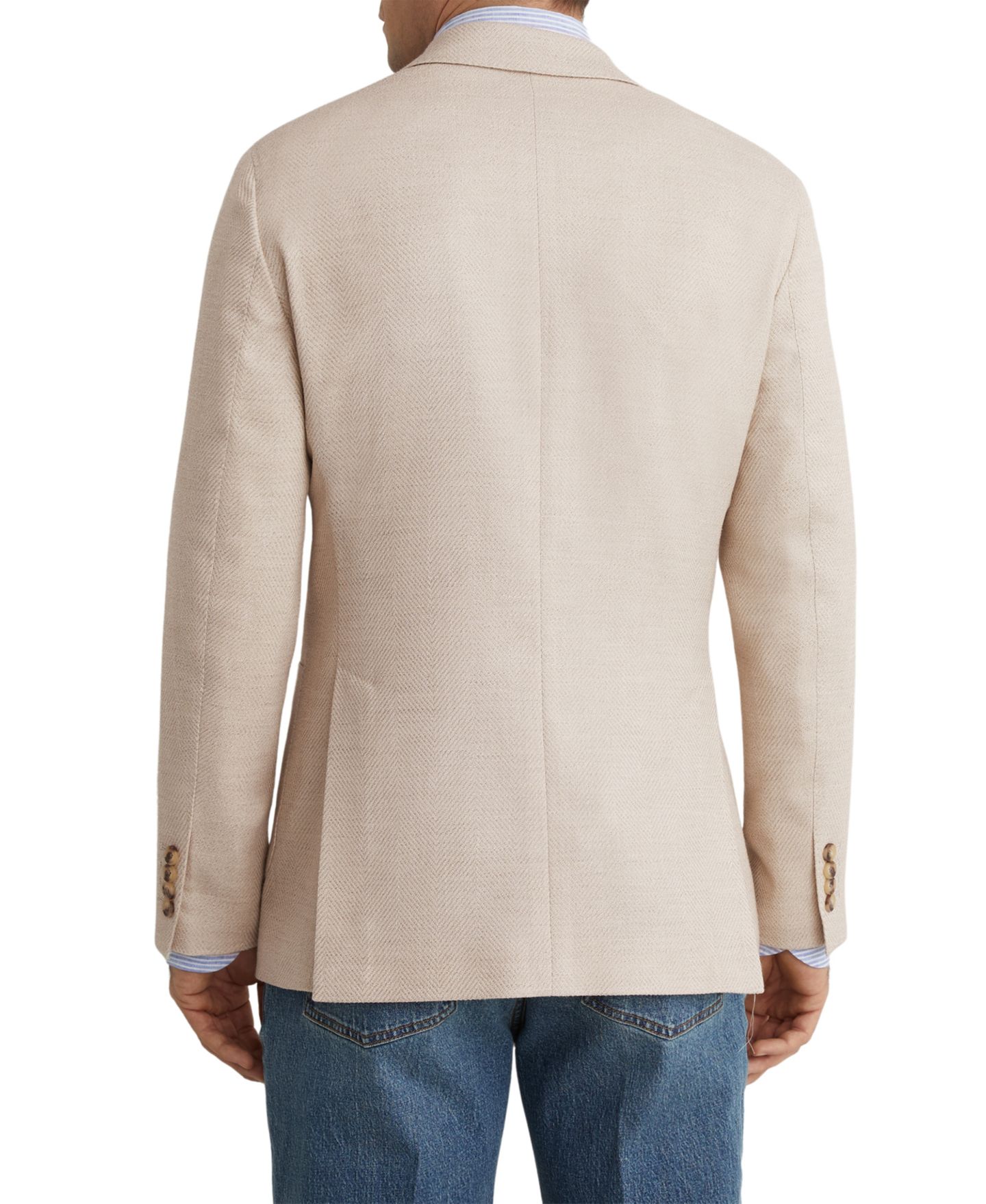 Мужской пиджак REISS ManciTailored-Fit Double-Breasted Herringbone Blazer, цвет: Серо-бежевый — фото 3