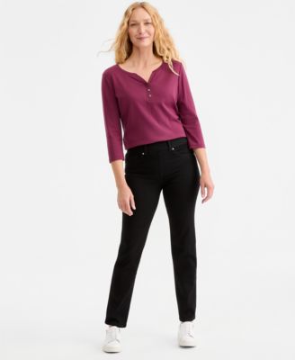 Women's Shaping Pull-On Straight Jeans