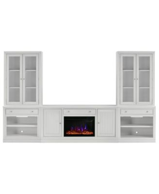 Amren 129" Wood 2-Door Console and 2-Door Hutches with Fireplace Insert