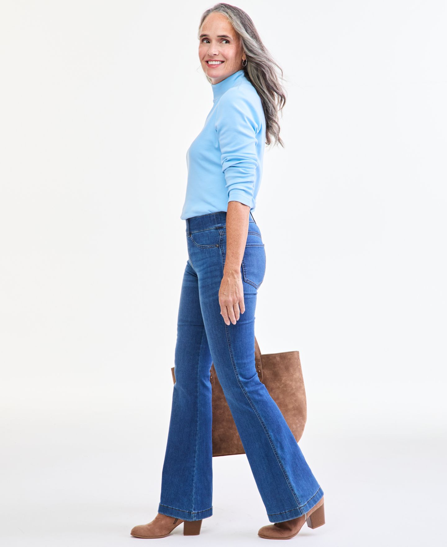Женские джинсы Style & Co Petite High-Waisted Flare Shaping, цвет: Чёрный — фото 8