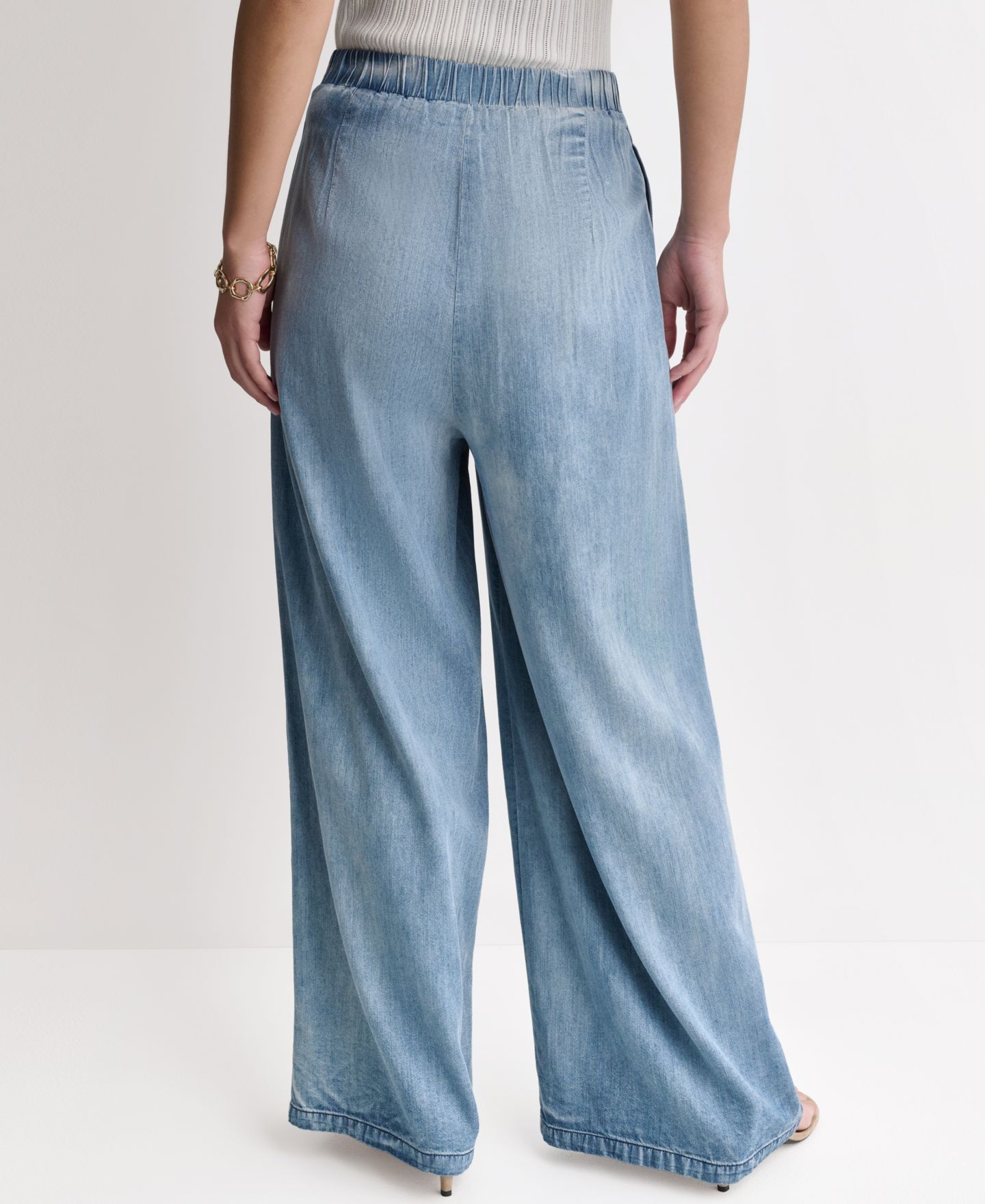 Женские брюки BCBG High-Rise Wide-Leg Denim Pants, цвет: Синий — фото 5