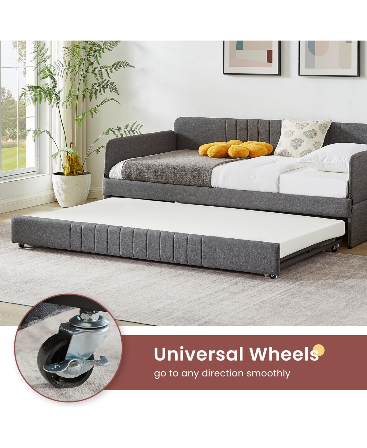 Streamdale Furniture Daybed, sofa bed metal framed with trundle
