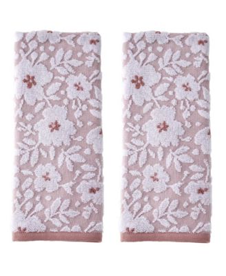 Floral Jacquard 2-Piece Hand Towel Set