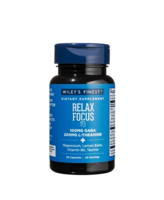 Wiley s Finest Relax Focus - Daily Supplement for Stress Support - Contains L-Theanine, GABA, Vitamin B6 and Magnesium - 30 Capsules (30 Servings)