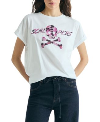 Women's Animal Print Skull T-Shirt