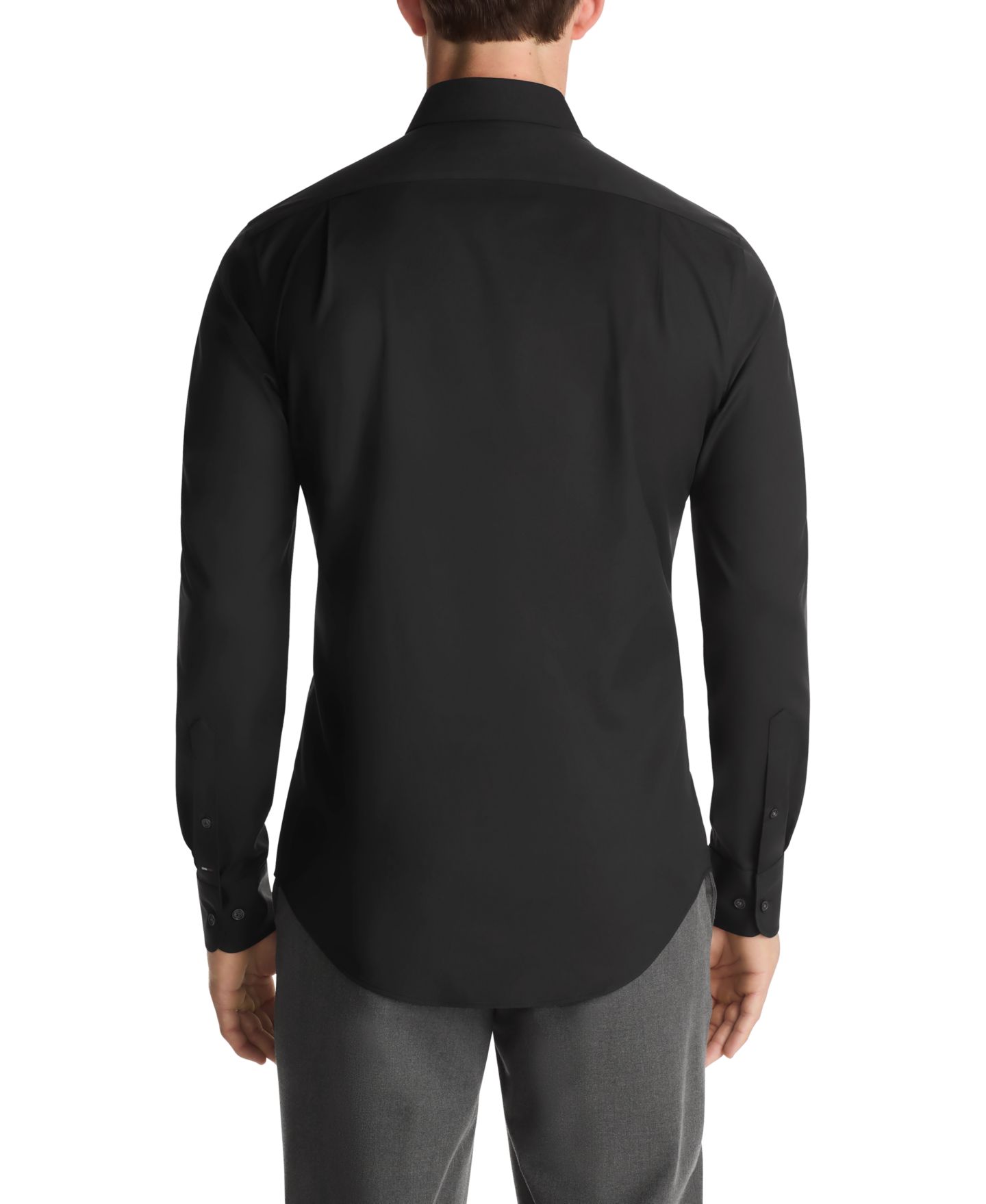 Мужская рубашка Tommy Hilfiger Solid Spread Collar Dress Shirt, цвет: Чёрный — фото 3