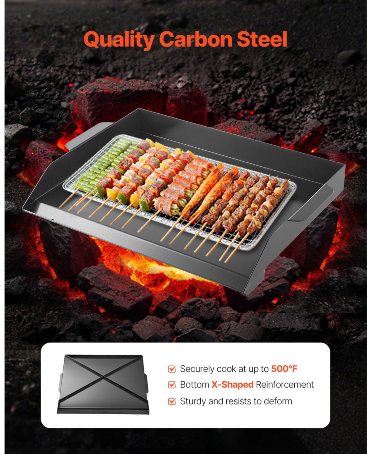 Mecale Carbon Steel Griddle Plate, 22" x 16", Flat Top for Bbq Grill and Teppanyaki, Portable for Camping