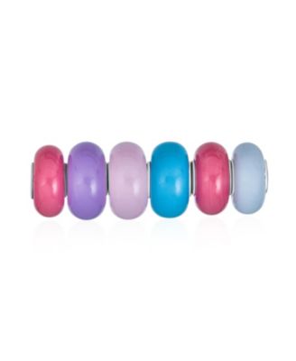 Multi Color Set Glass Charm Bead Sterling Silver Core For Bracelet
