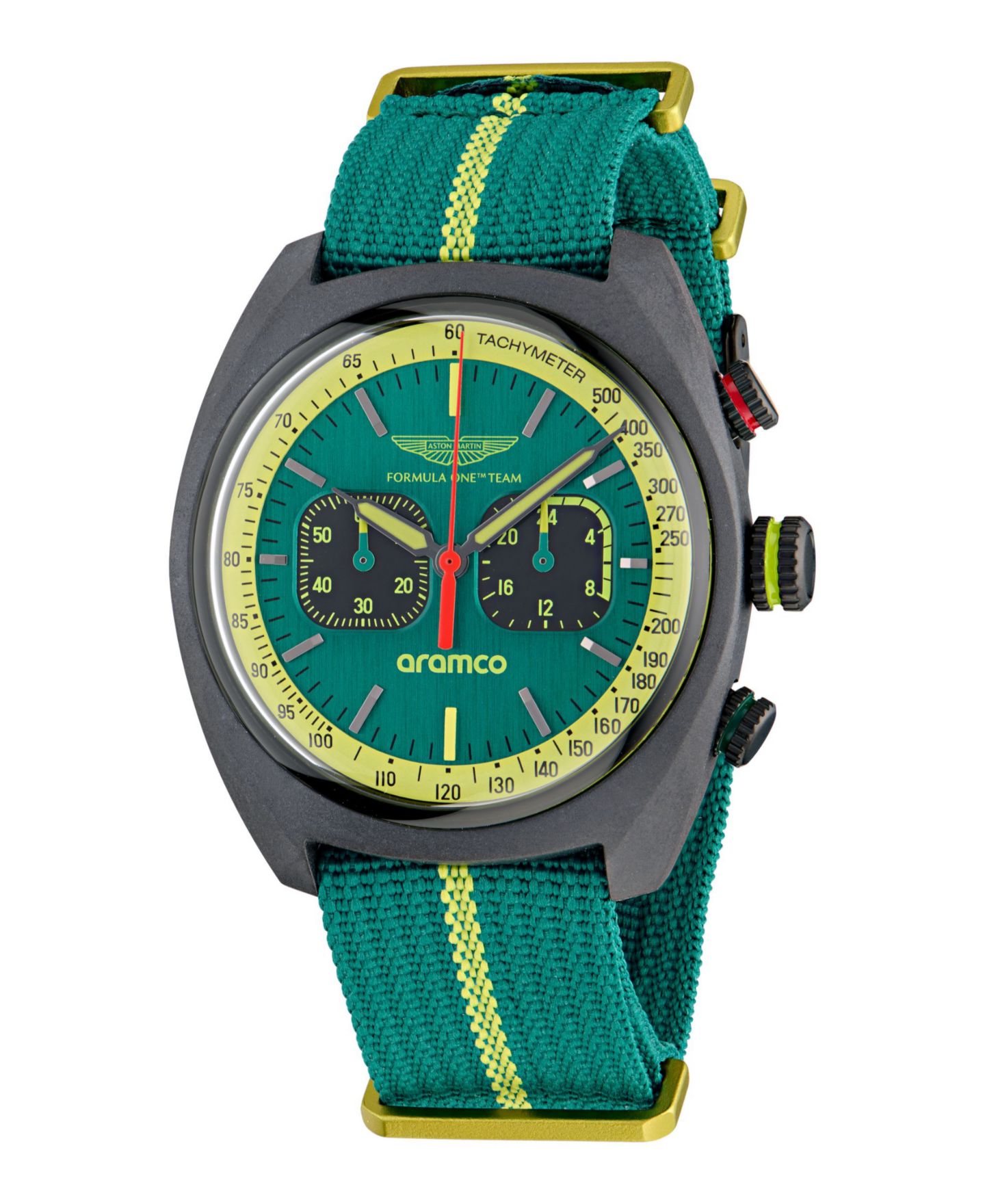 Мужские часы Aston Martin F1 DWF Chronograph Quartz Green Nylon Nato 43mm — фото 4