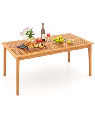 6-Person Outdoor Acacia Wood Rectangular Bistro Dining Table