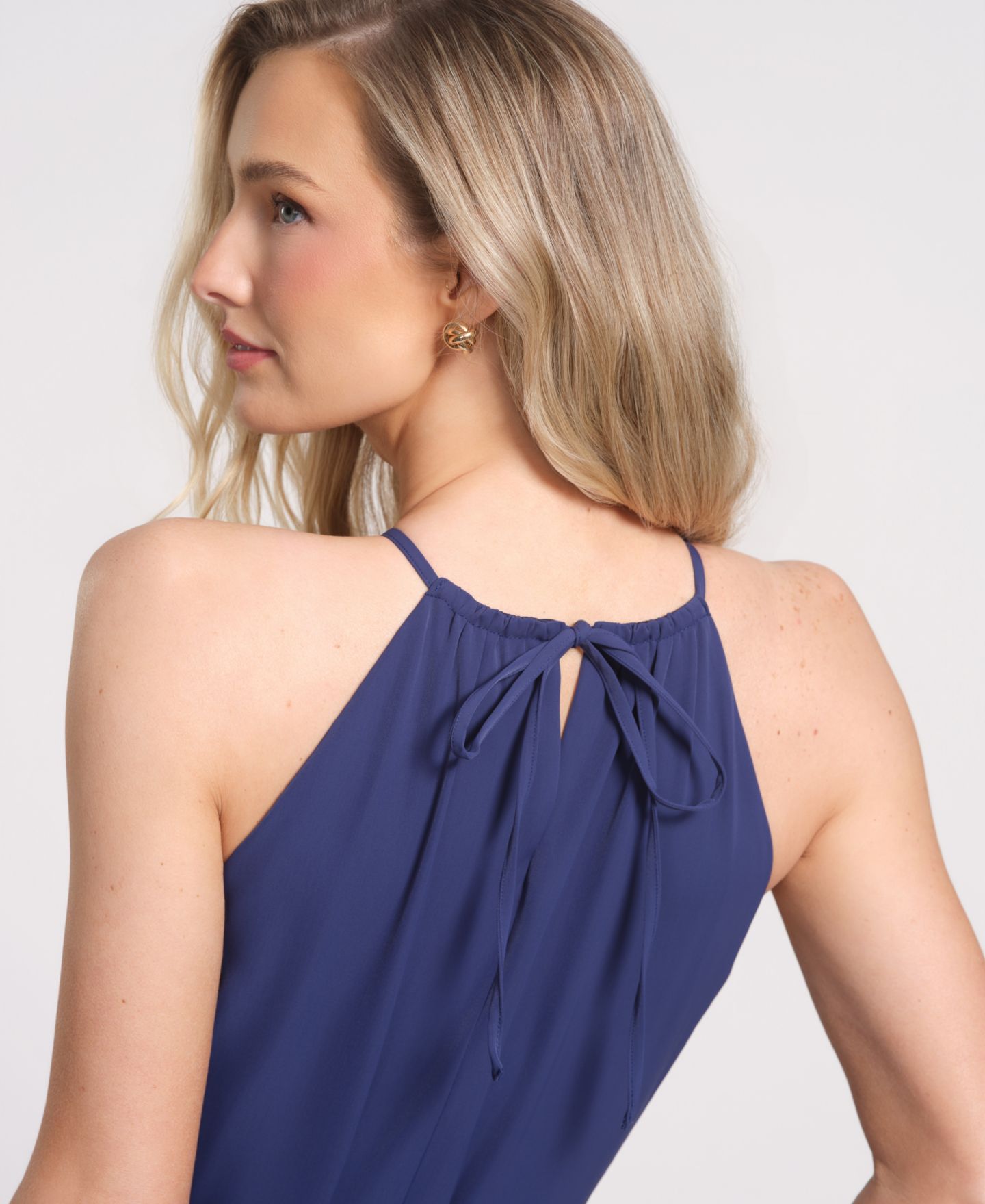 Женское платье Isaac Mizrahi Sleeveless Halter Neck Maxi, цвет: Тёмно-синий — фото 4