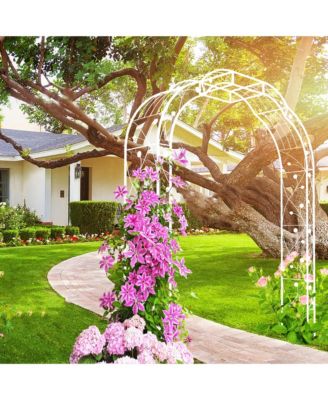Metal Garden Arch with Gate 79.5" Wide x 86.6" High Climbing Plants Support Rose Arch Outdoor