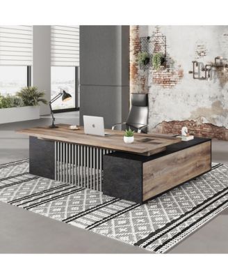 Large Executive Desk with Drawers Cabinet Outlet Cable Management for Business Furniture Set Workstation