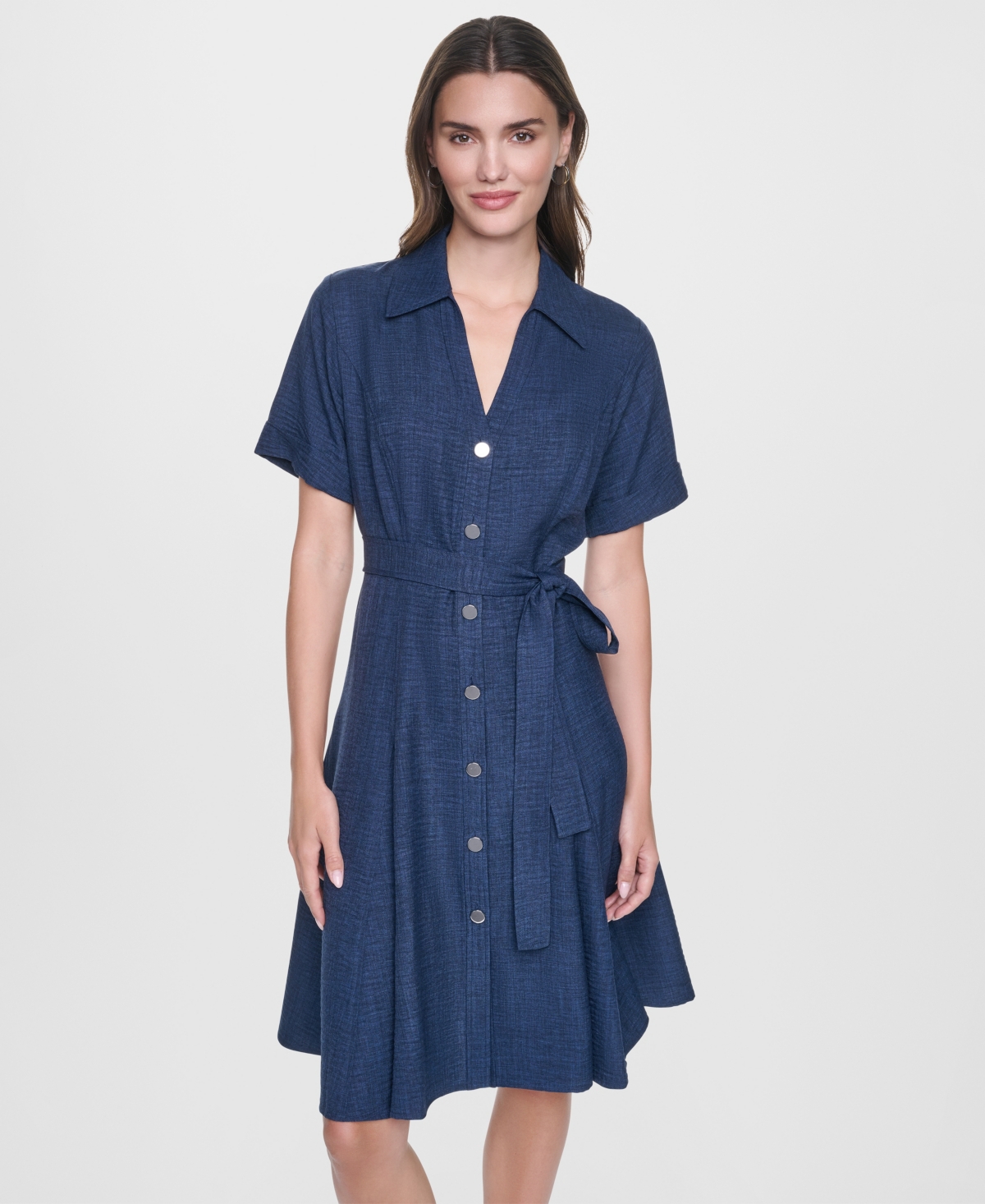 Dkny Women's Short-Sleeve Button-Down Shirt Dress
