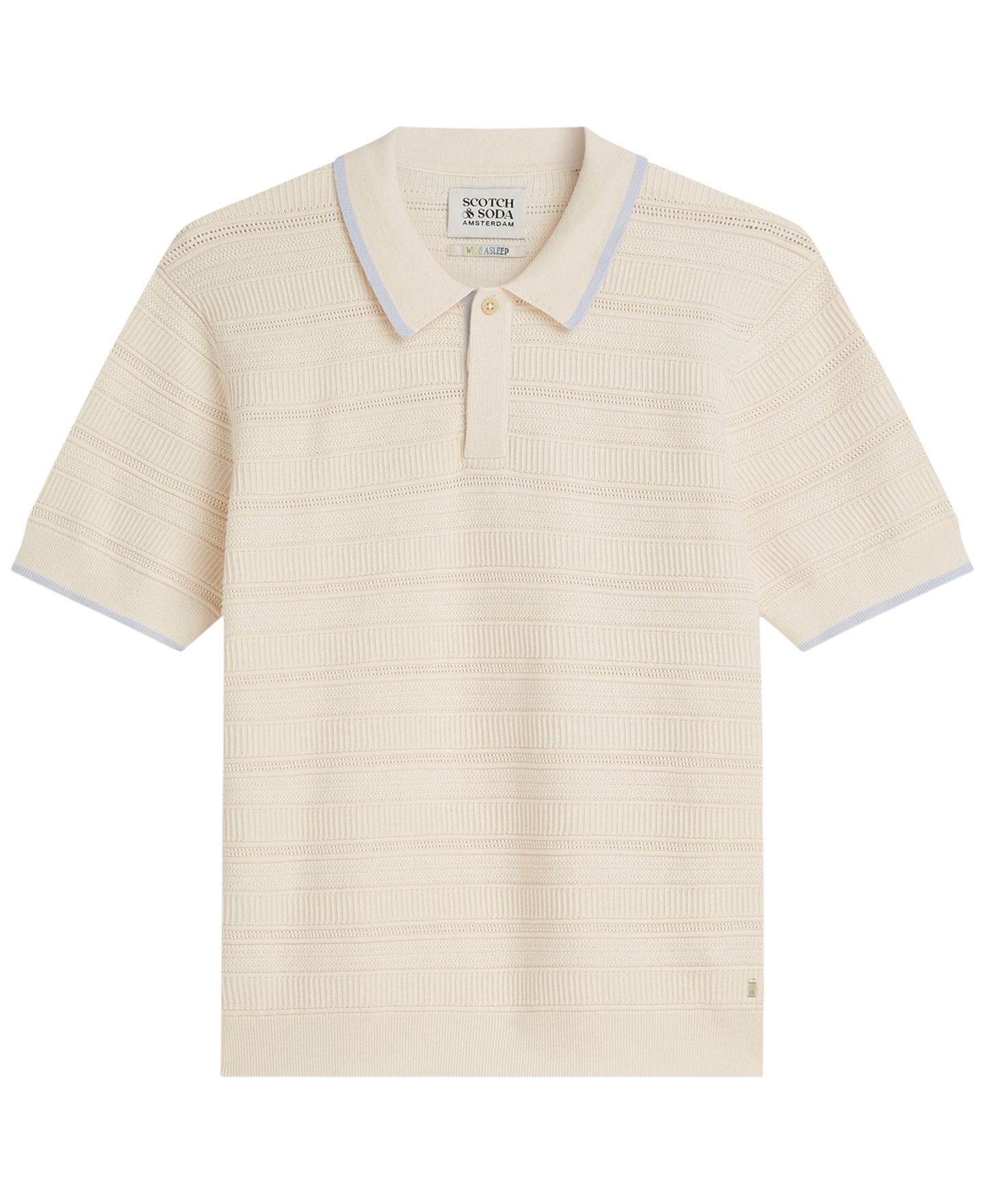 Мужское поло SCOTCH & SODA Structured Knit Regular-Fit Polo Shirt, цвет: Сливочный — фото 5