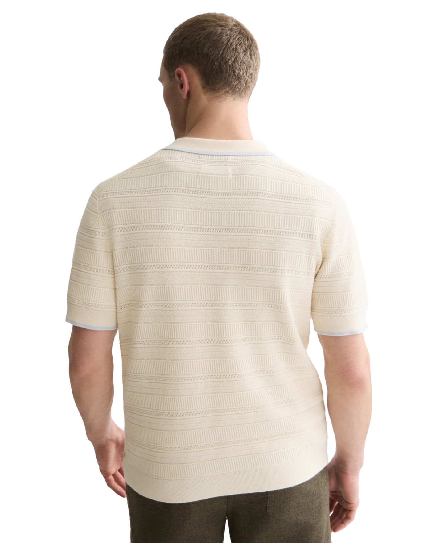 Мужское поло SCOTCH & SODA Structured Knit Regular-Fit Polo Shirt, цвет: Сливочный — фото 4