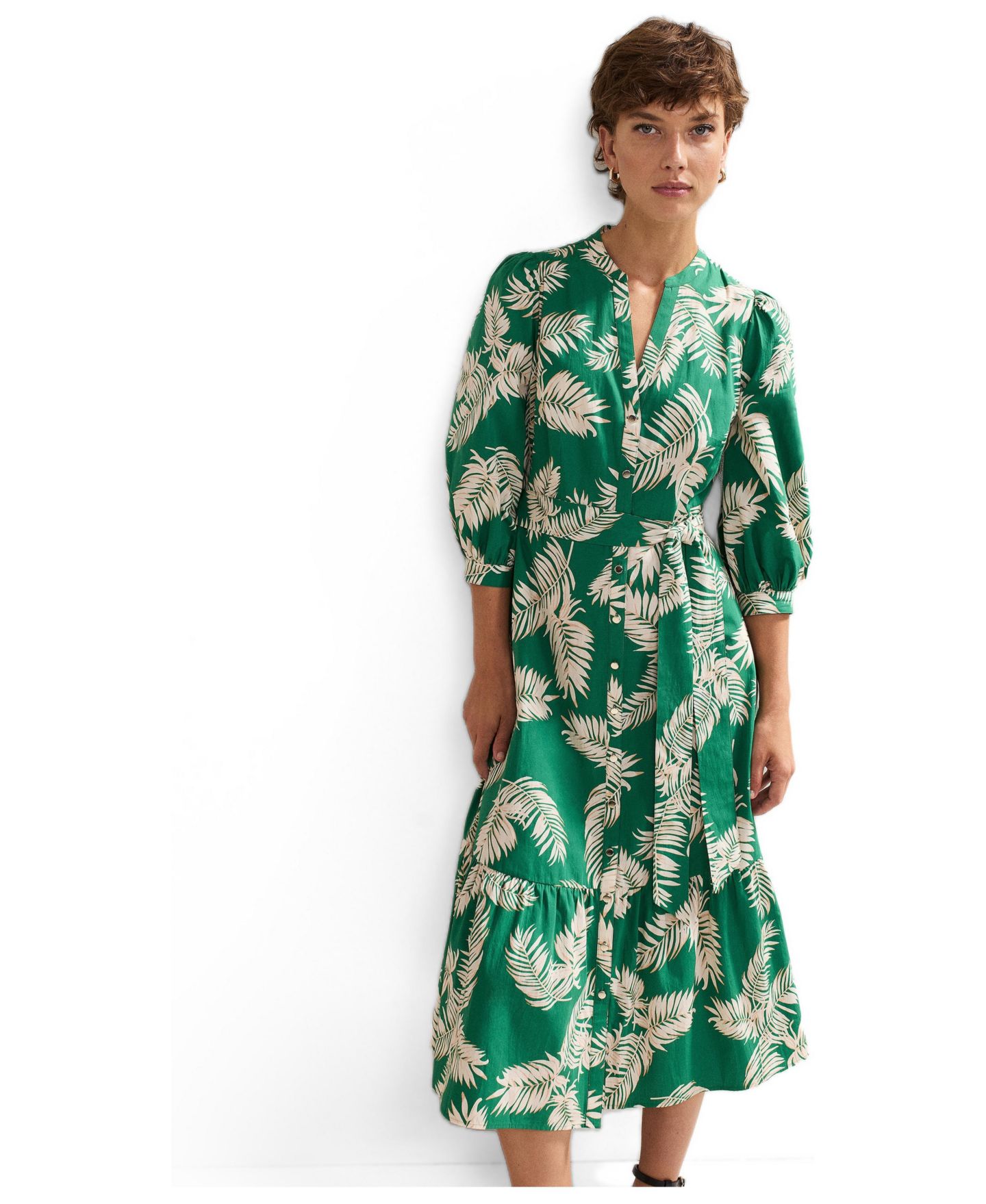 Женское платье Phase Eight Louisa Mandarin Collar Midi Shirt Dress, цвет: Зелёный — фото 2