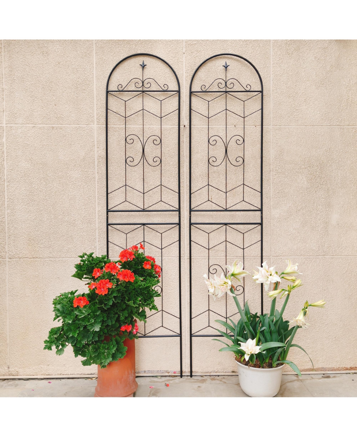 Clihome Metal Garden Trellis 86.7" x 19.7" Rustproof Trellis for Climbing Plants Outdoor Flower Support