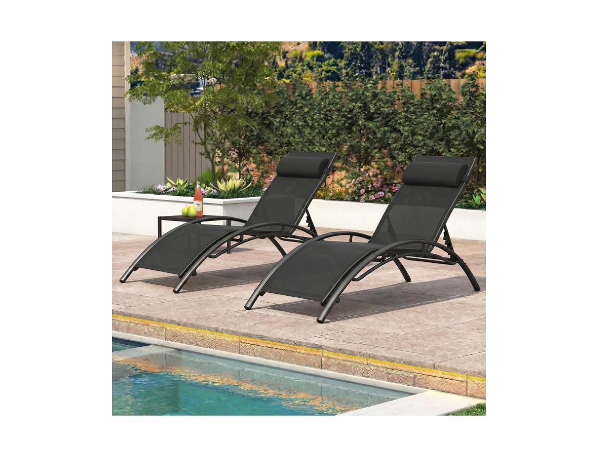 Boyel Living Patio Chaise Lounges Set of 2 Outdoor Recliner with 5-Position Backrest