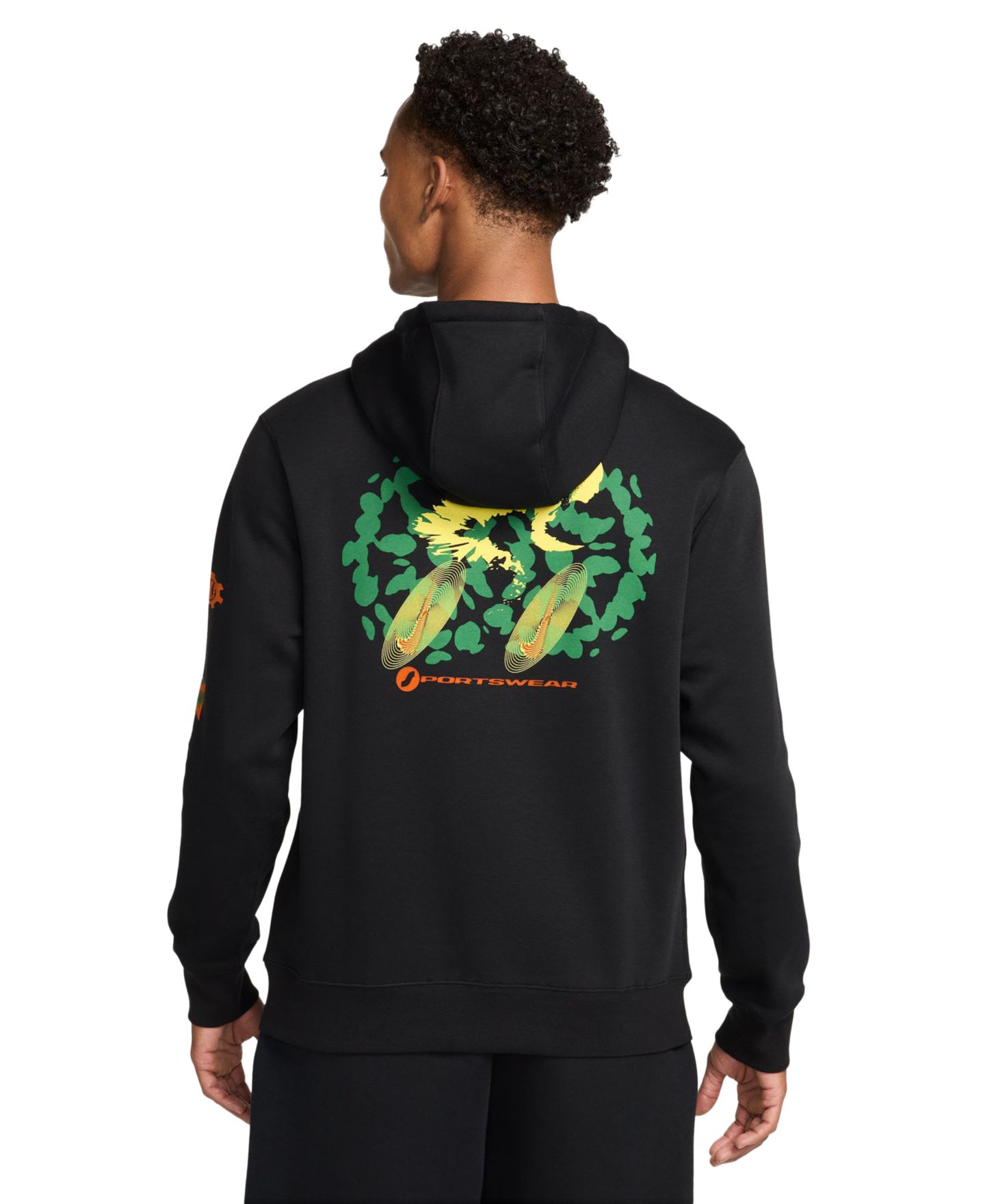 Мужское худи Nike Dri-FIT Pull-On, цвет: Чёрный / Зелёный — фото 1