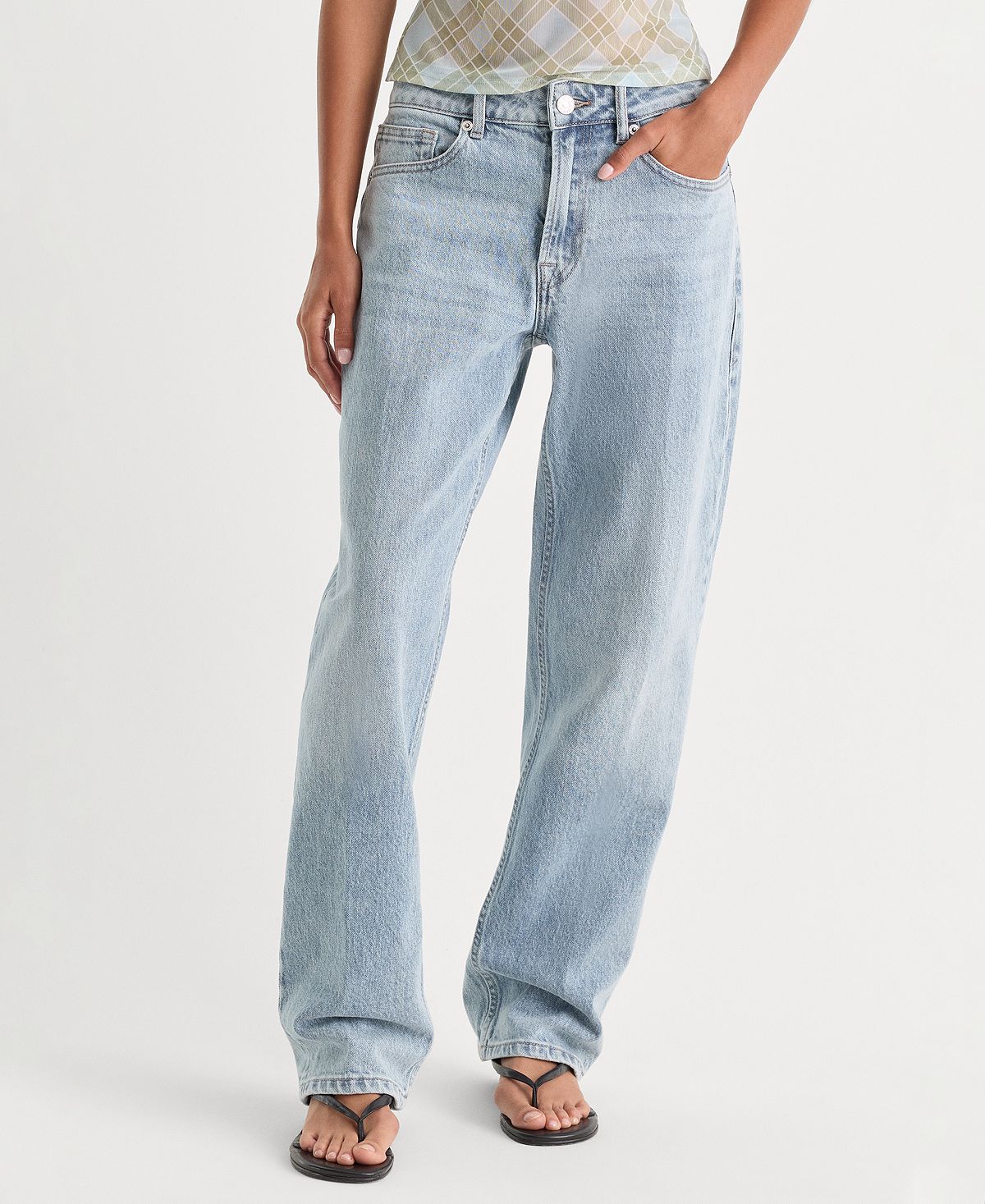 Good American Women's Good Petite 90’s Mid-Rise Straight-Leg Jeans view 1 — MAYCSS fashion products