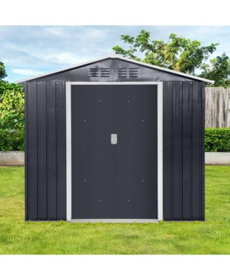 Metal Outdoor Garden Storage Shed with Window and Sliding Door