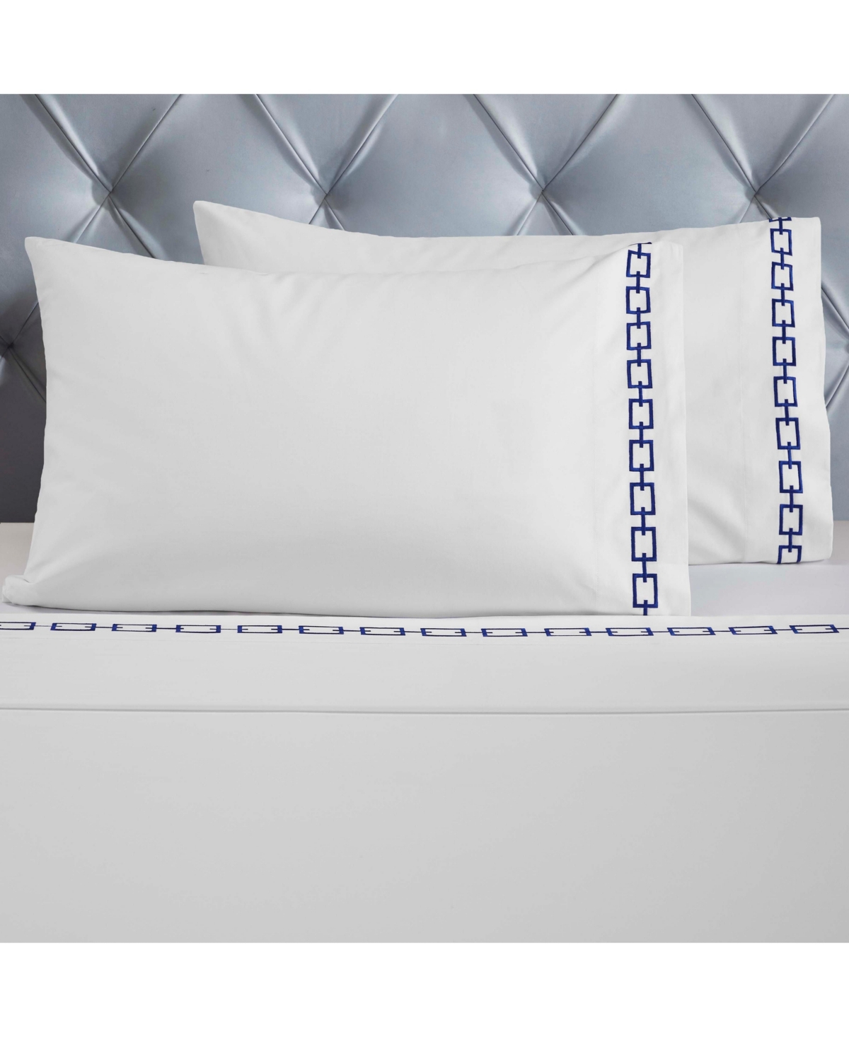Superior Chain Links Cotton Embroidered Deep Pocket Bed Sheet Set, Twin