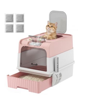 Cat Litter Box with Pull Out Drawer Tray