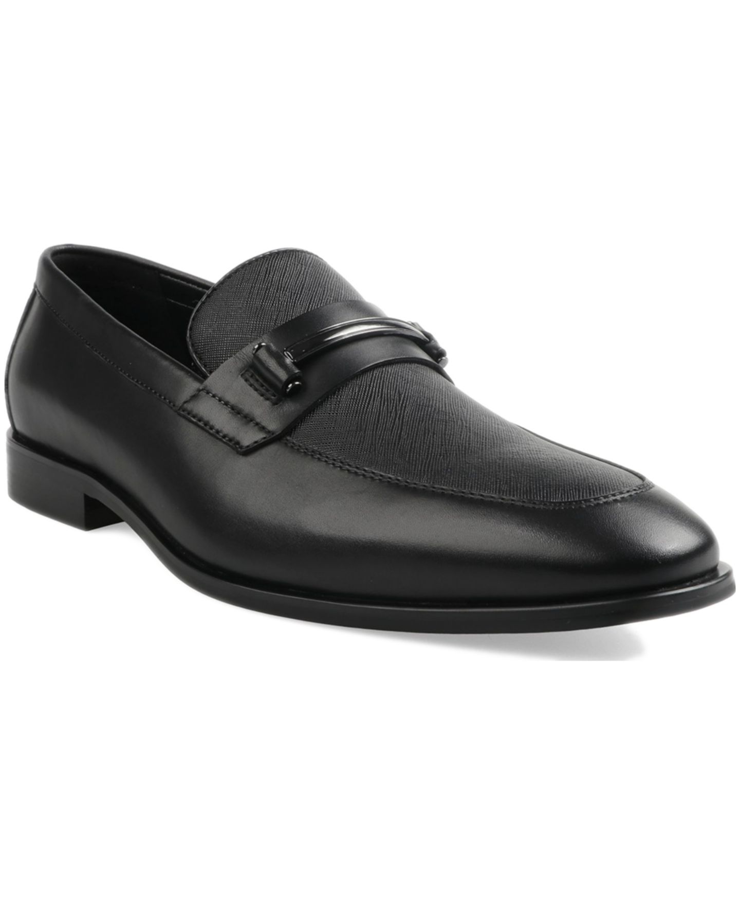 Мужские туфли Alfani Genuine Leather Slip-On Bit, цвет: Чёрный кожаный — фото 1