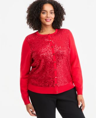 Plus Sequin Party Cardigan