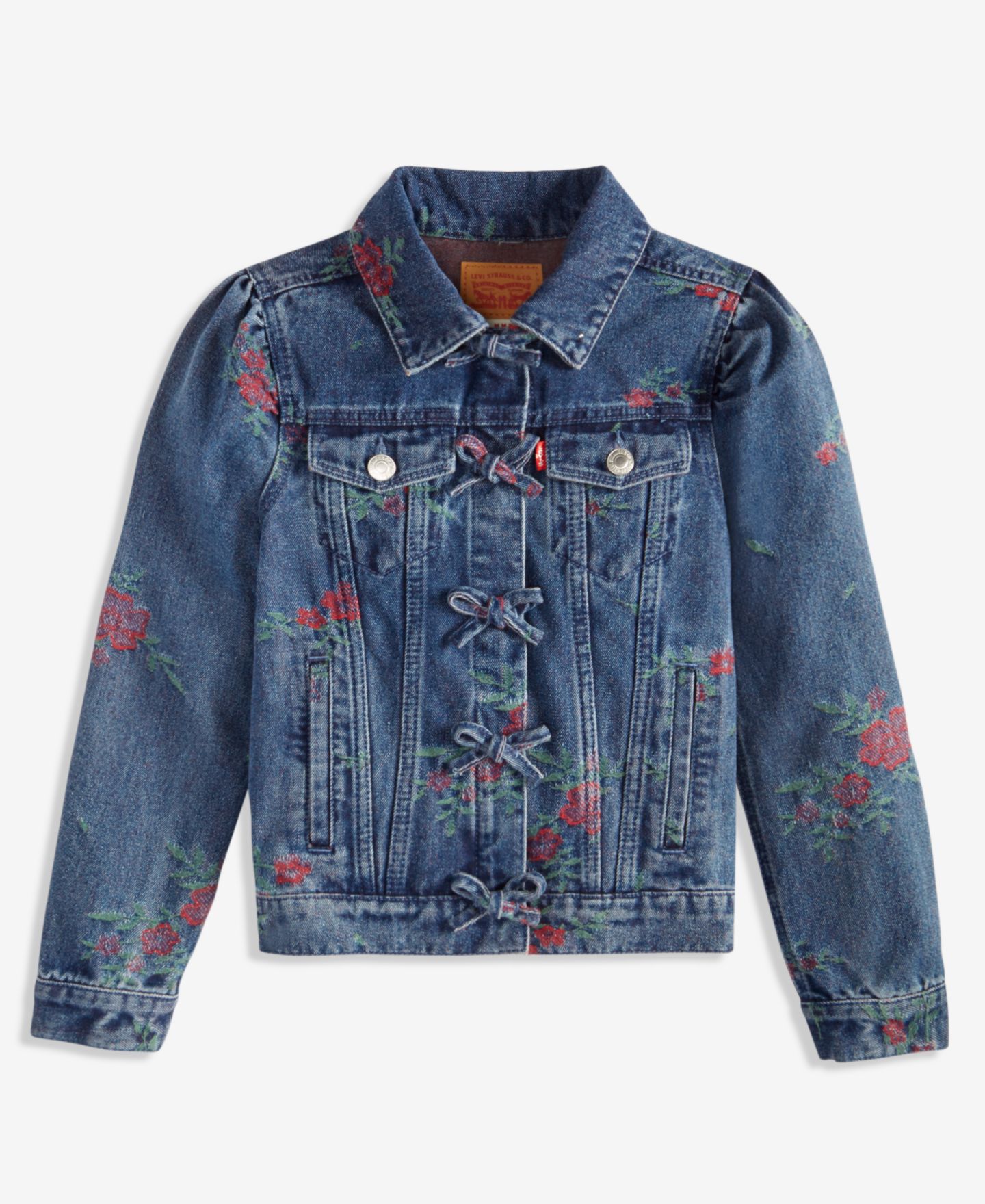 Куртка Levi's Floral Jacquard Trucker Jacket With Bows для девочек, цвет: Синий — фото 4