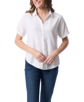 Women's Collar Short-Sleeve Button-Front Shirt