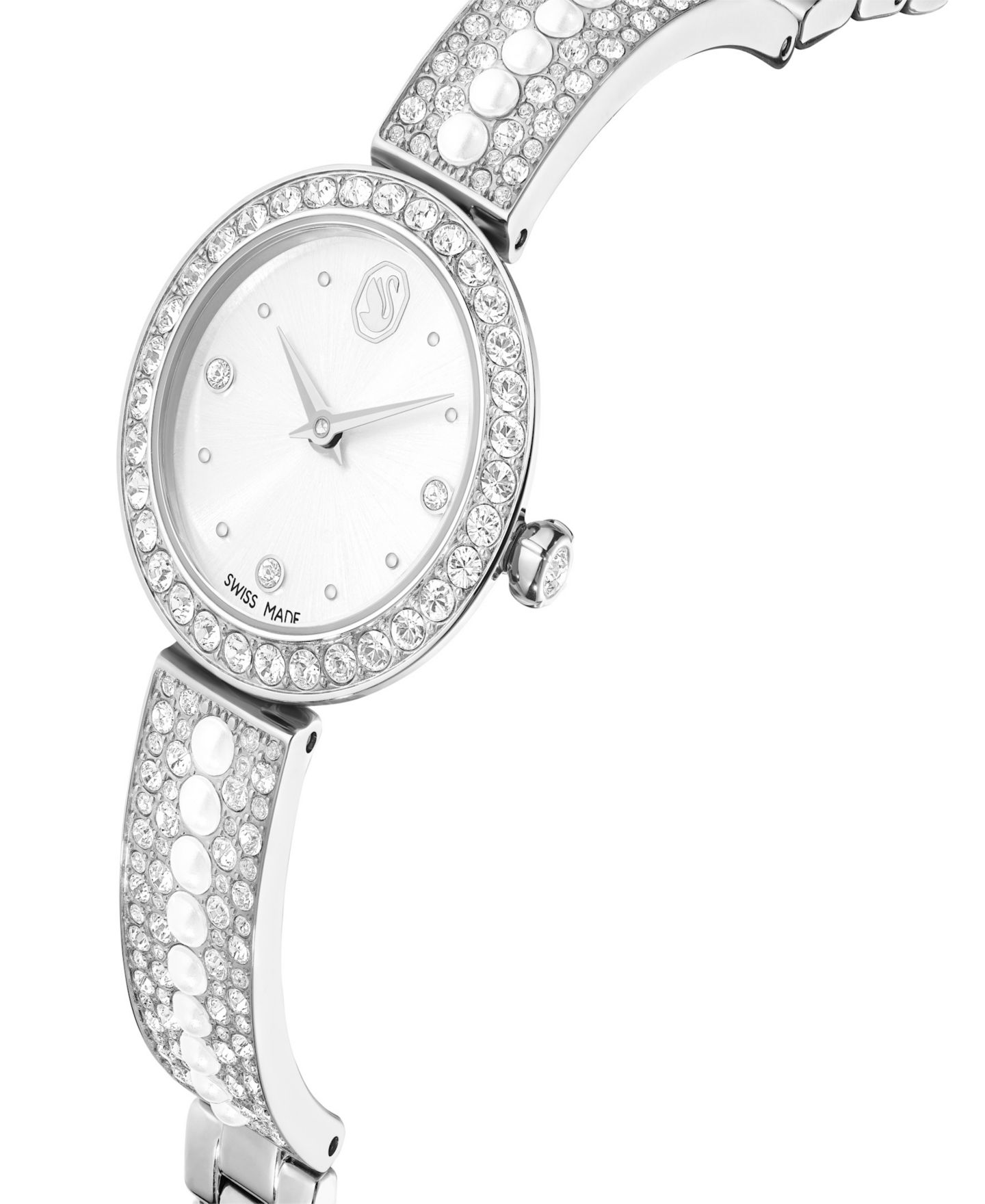 Женские часы Swarovski Matrix Imitation Pearl Swiss Made Crystal Bangle Bracelet Watch 26 x 26mm — фото 2
