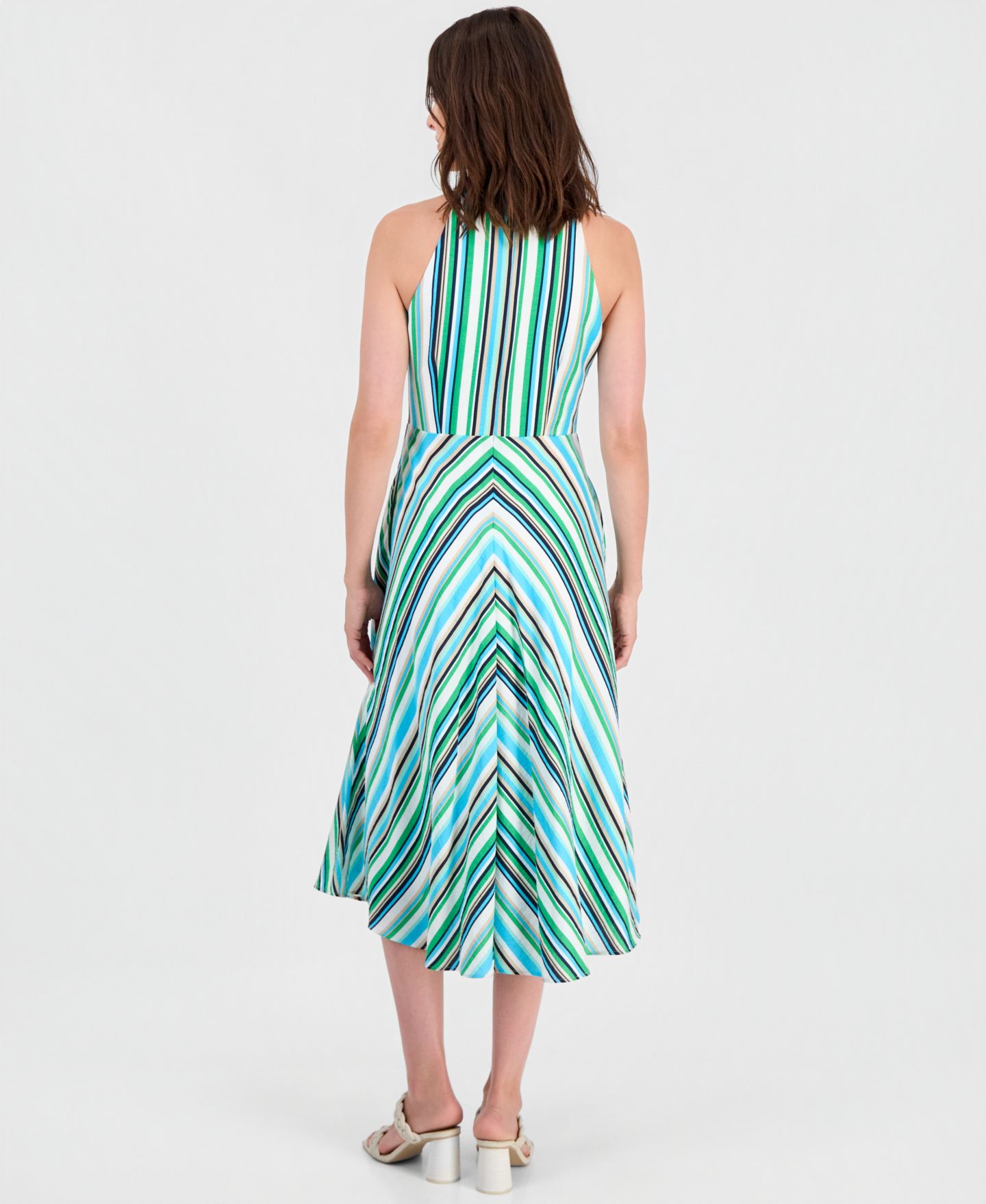 Женское платье Tahari ASL Striped Crisscross Halter Midi, цвет: Разноцветный — фото 3