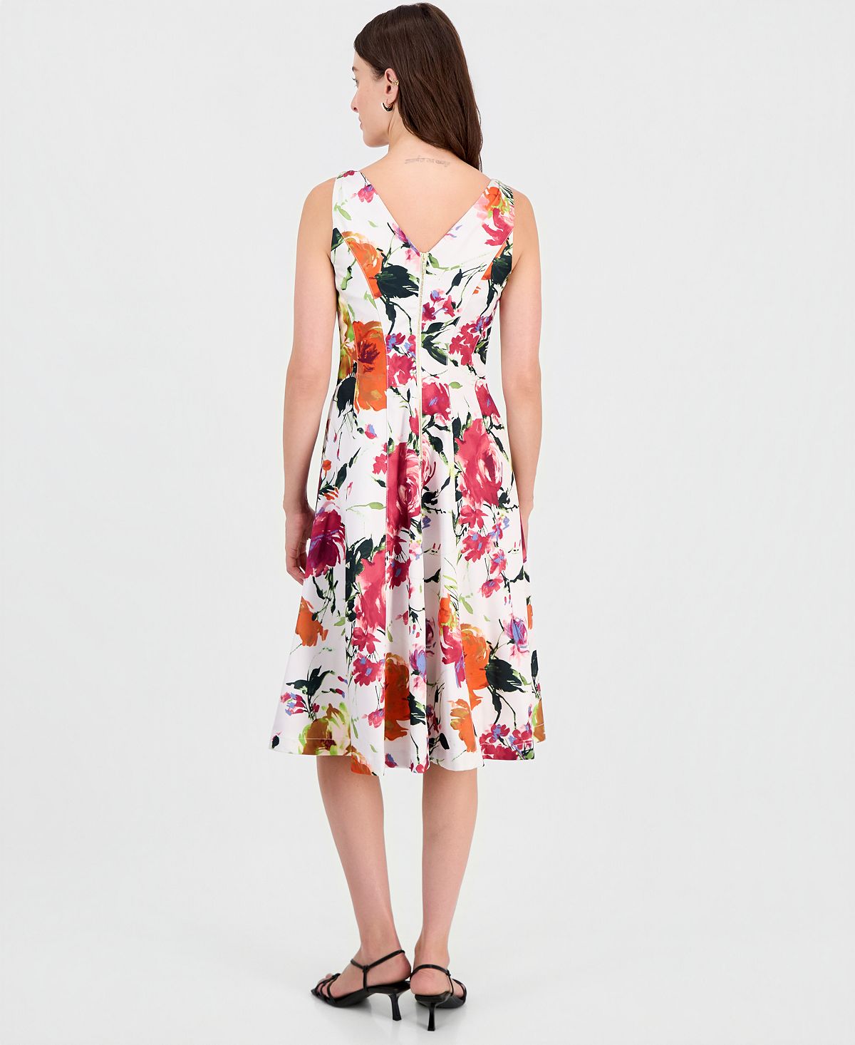 Tahari ASL Women's Printed Sleeveless Fit & Flare Dress view 5 — MAYCSS fashion products