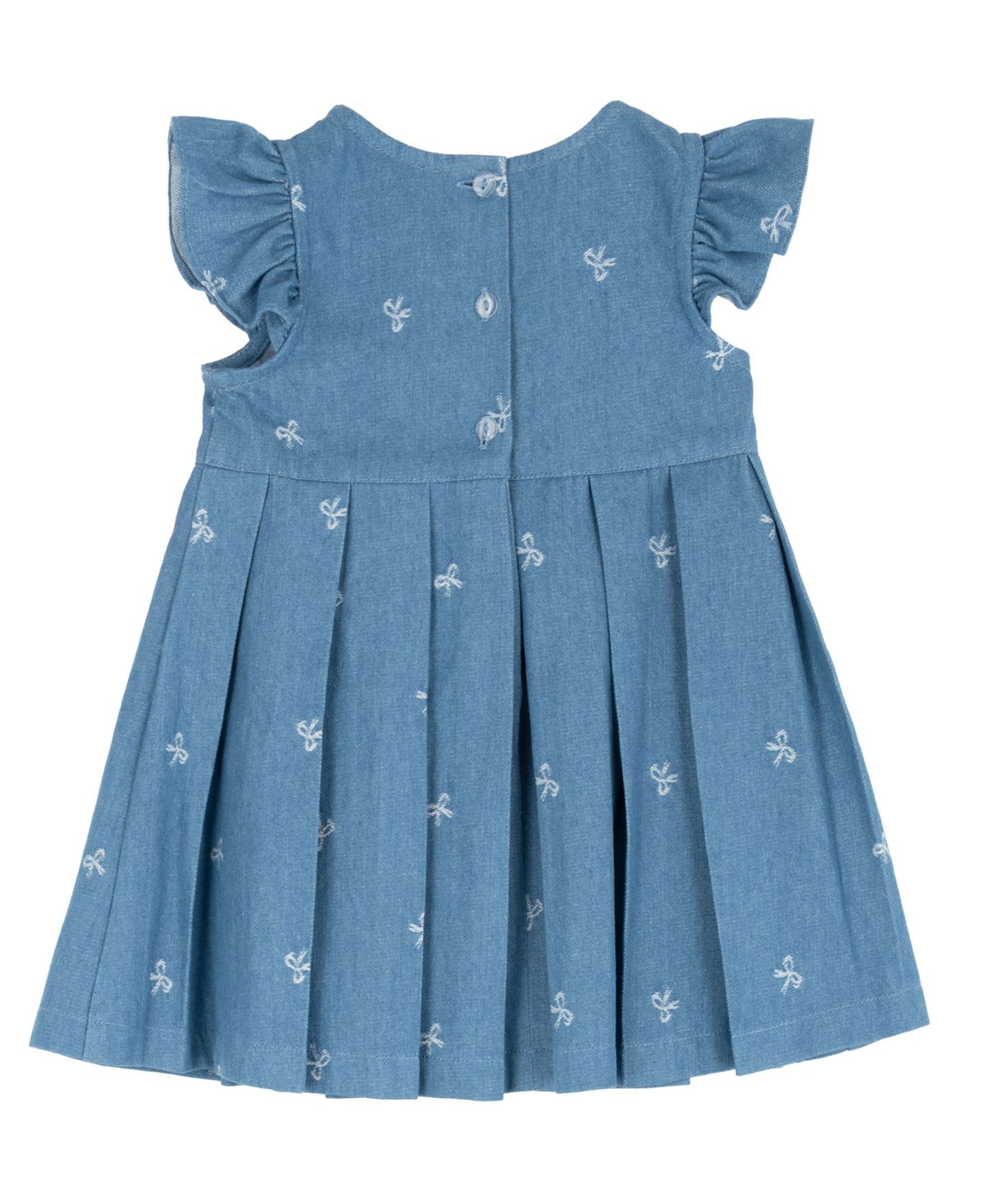 Платья Rare Editions Printed Bow Denim Dress with Diaper, 2-Piece Set для девочек-малышей, цвет: Джинсовый — фото 3