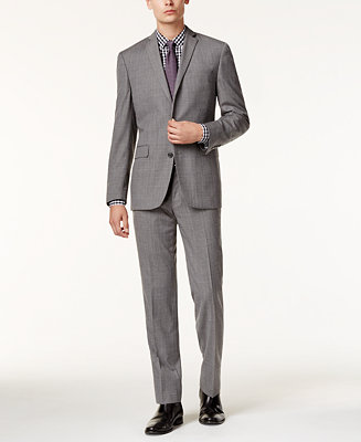 Bar III Men's Slim-Fit Gray Glen Plaid Suit Separates, Created for Macy ...