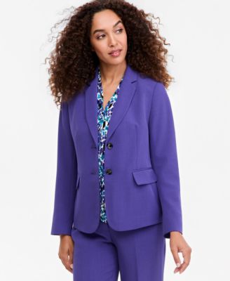 Petite Crepe 2-Button Notch-Collar Blazer Jacket