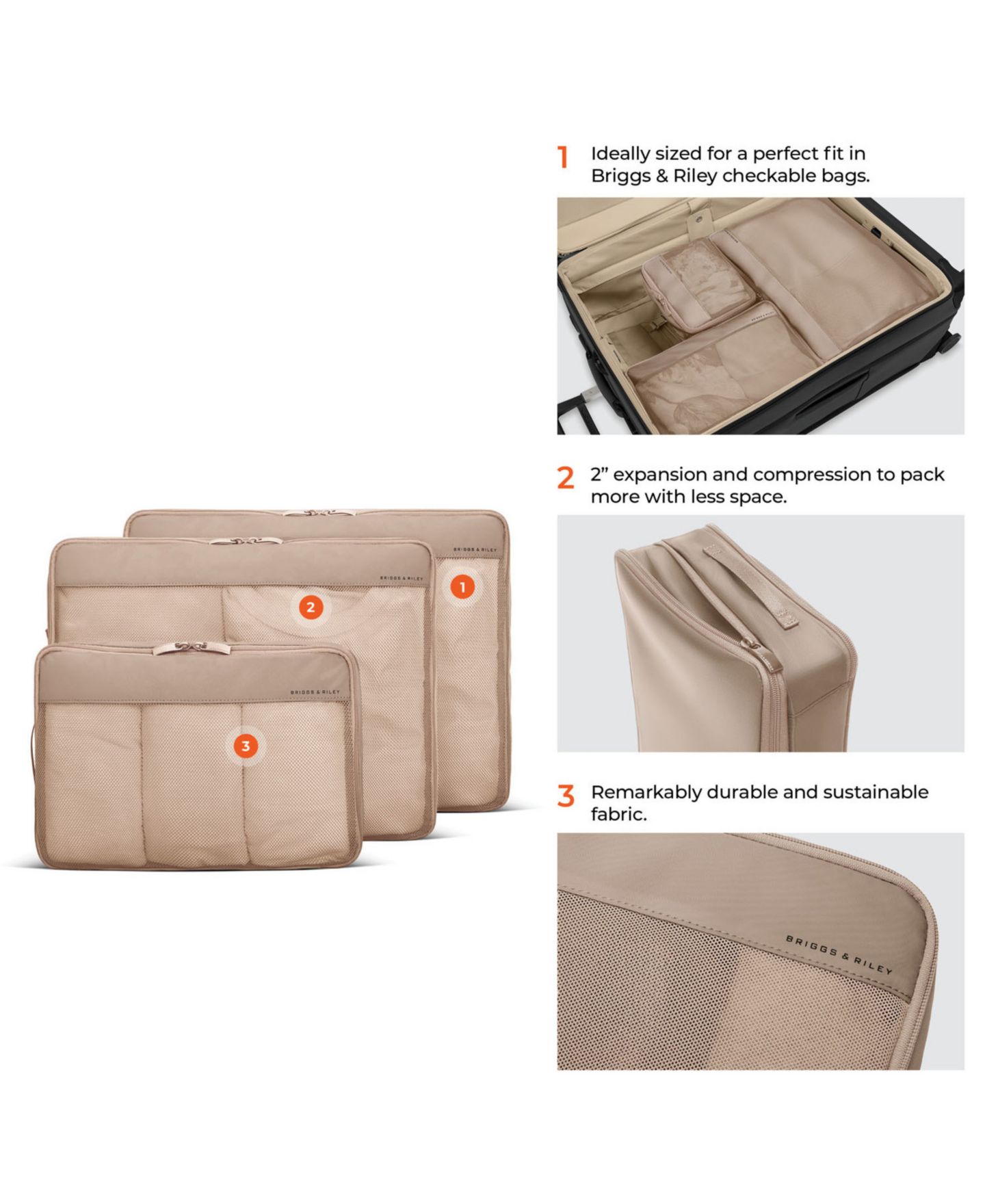 Briggs & Riley Briggs Riley Travel Essentials Check-In Compression 3-Piece Packing Cube Set — фото 3