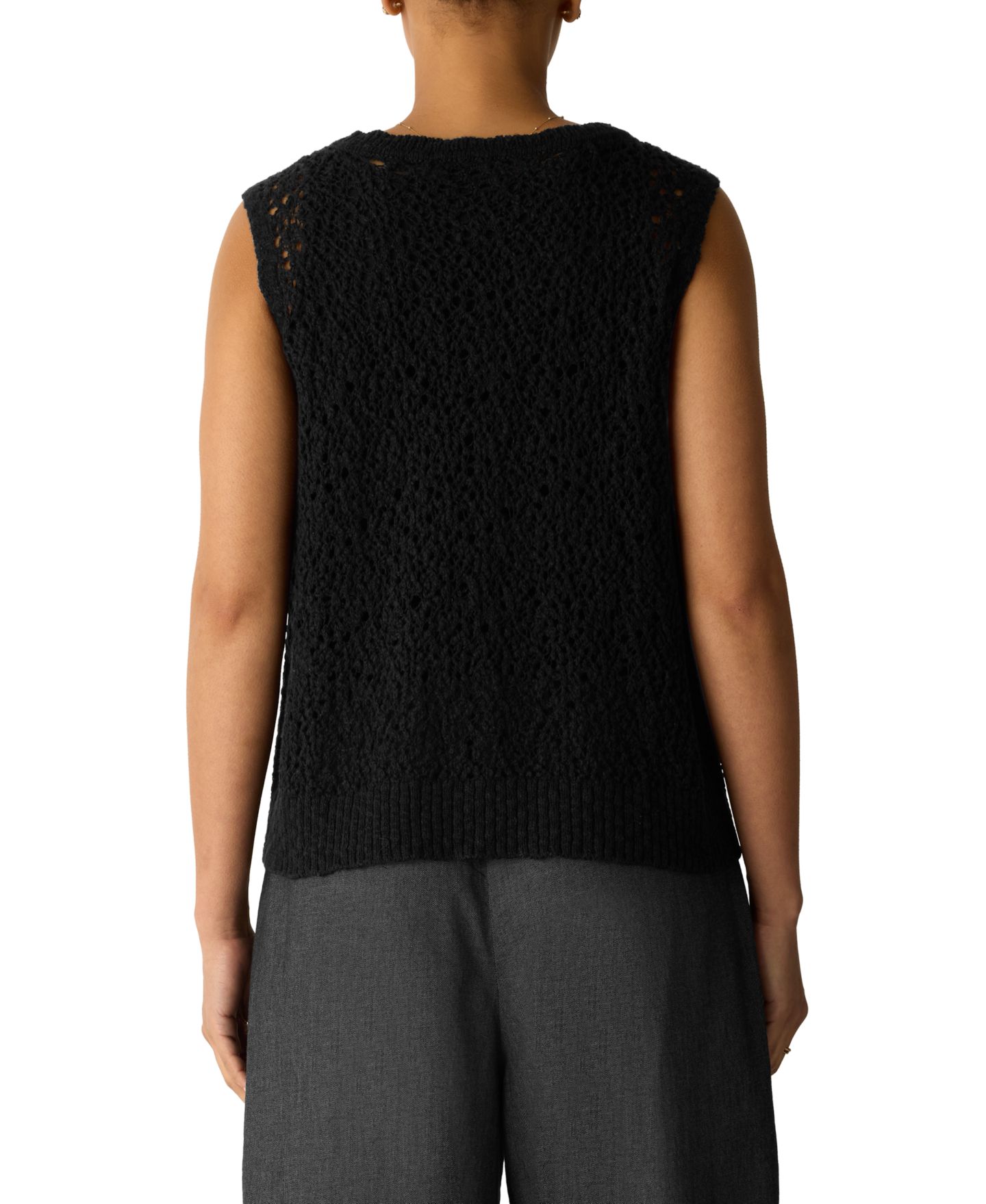 Женский топ Eileen Fisher Knit Jewel Neck, цвет: Чёрный — фото 4